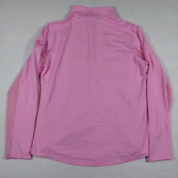 IBKUL Womens Pink Long Sleeve Quarter Zip Golf Shirt Southern Hills UPF 50+ M - Picture 7 of 14